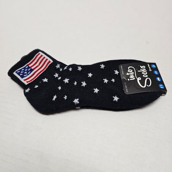 New Into Socks USA Flag Stars Stripes Quarter Rise Shoes 7 -12 Unisex Navy Blue - Picture 1 of 9